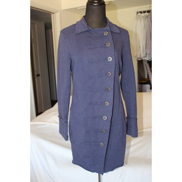Neon Buddha Military Style Blue Jacket Small Button Front Long Sleeves Pockets - Picture 1 of 8